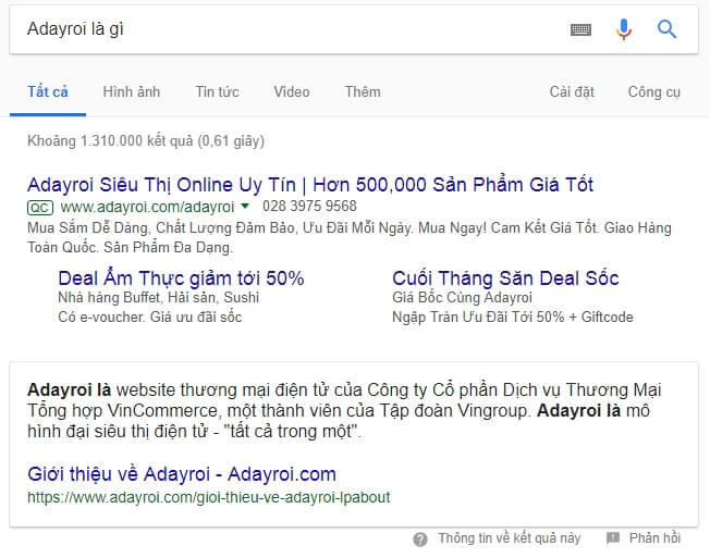 Featured Snippet dạng văn bản