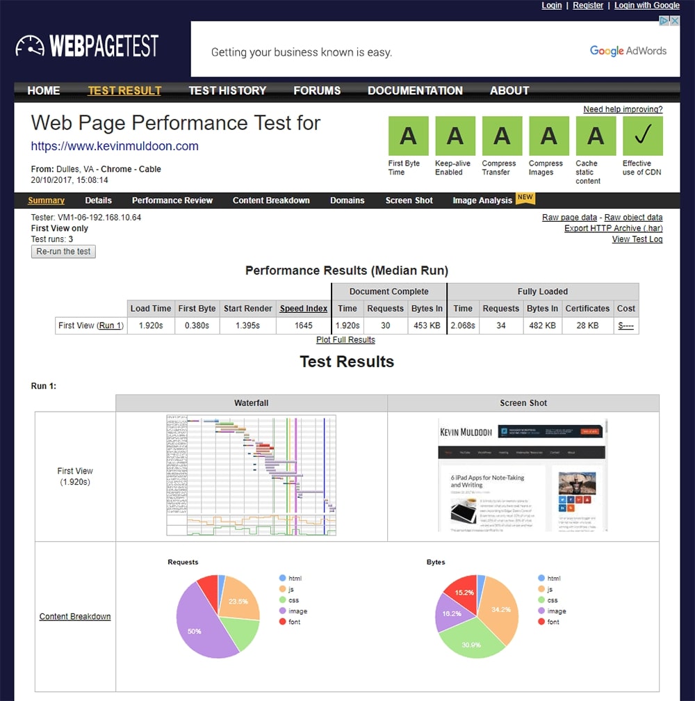 WebPageTest công cụ kiểm tra tốc độ tải trang đa năng, tiện dụng